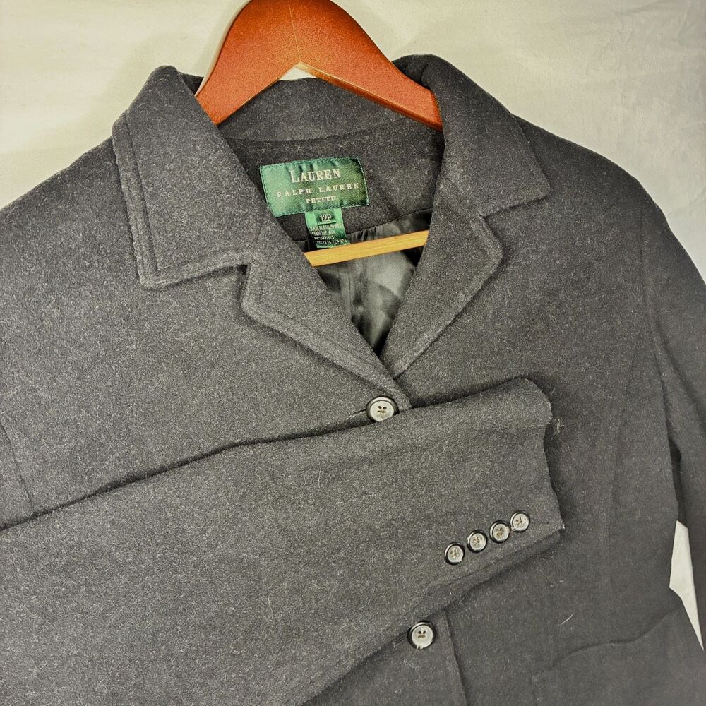 Lauren Ralph Lauren Petite 12P Black Wool Angora Blend Blazer Jacket